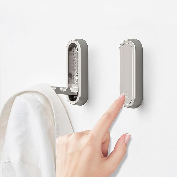 2Pcs Foldable Wall Hooks, Zinc Alloy Folding Hook Silver, Heavy Duty Folding Coat Hooks Wall Mounted for Hanging Coat Towels Bags Keys (Silver, 2 Pack)