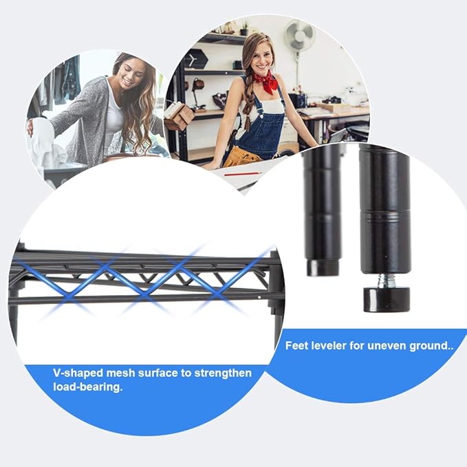 4 Tier Shelving Unit NSF Wire Shelf Metal Large Storage Shelves Heavy Duty Height Adjustable Commercial Grade Steel Utility Layer Shelf Rack Organizer 1000 LBS Capacity -14x36x54,Black-NeatNest