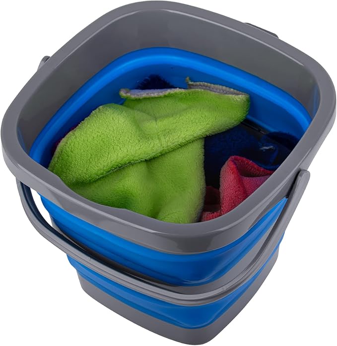 3 Pack Collapsible Bucket With 1.32 Gallon (5L) Each, Small Plastic for Sand or Beach, Portable Water Pail for Cleaning, Fishing-NeatNest
