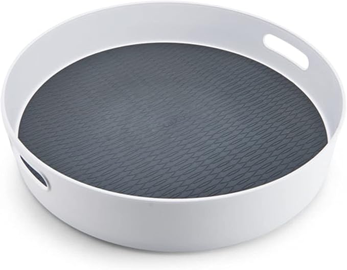 Copco Under-Sink Pantry and Cabinet Organizer, 18-Inch, Revolving Storage Solution, White and Gray-NeatNest