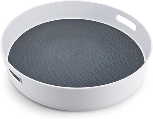 Copco Under-Sink Pantry and Cabinet Organizer, 18-Inch, Revolving Storage Solution, White and Gray-NeatNest