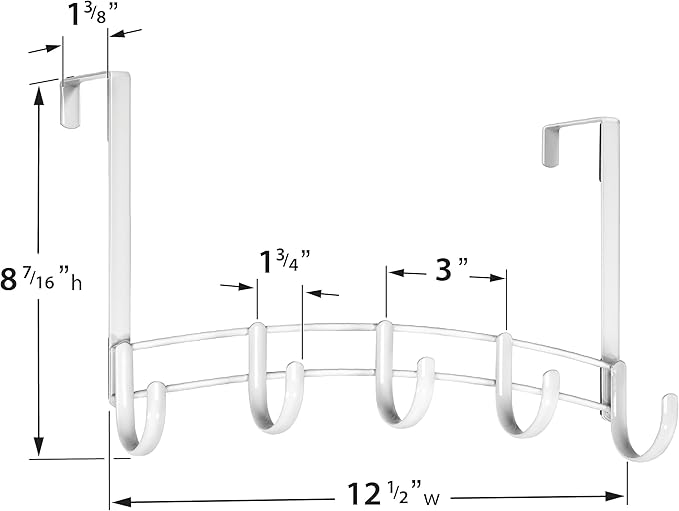 LYNK Professional® Home™ Over Door Hooks Rack - 5 Hook Over Door Hanger - Over Door Towel Rack - Hanging Towels or Clothes - for Bathroom, Bedroom or Laundry Room – Lifetime Ltd. Warranty - White