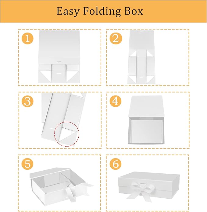 10.5"X7.5"X3.1" White Magnetic Gift Box with Lid and Ribbon for Presents-NeatNest
