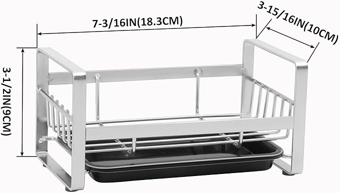 2 Pack Kitchen Sponge Holder - Kitchen Sink Organizer - Sink Caddy - Sink Tray - Soap Holder - Stainless Steel, Silver+Black, 2PCS