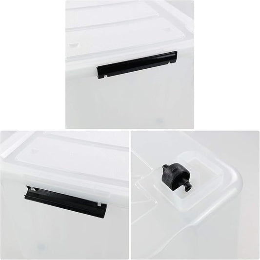Bringer 70 Qt Latching Plastic Storage Containers with Lids, Clear Large Storage Box with Wheels-NeatNest