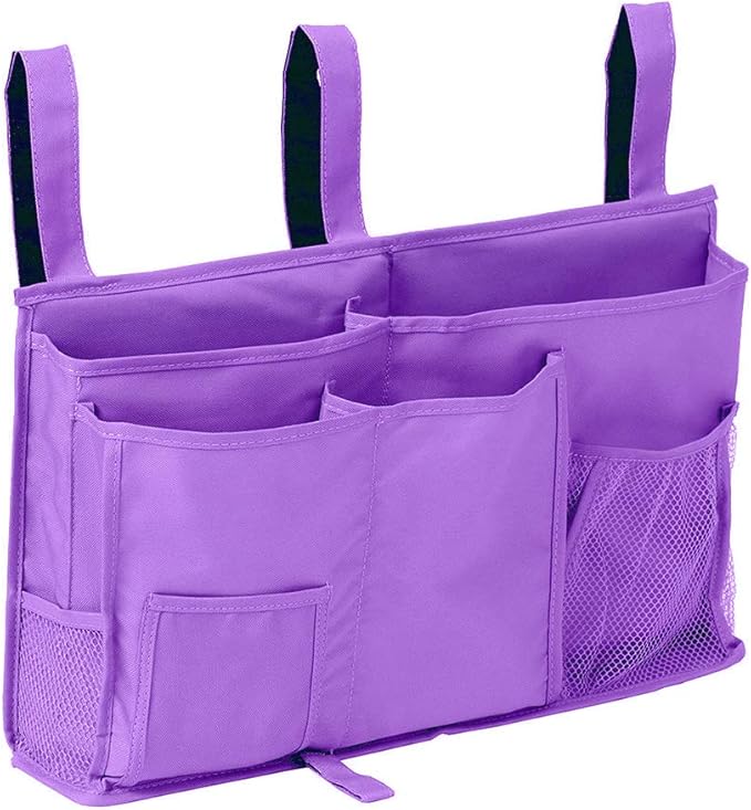 Bunk Bed Organizer - Bedside Storage Caddy with Pocket, Hanging Organizer for Camp, Dorm, Room, Hospital Bed Rail and More (Purple)-NeatNest