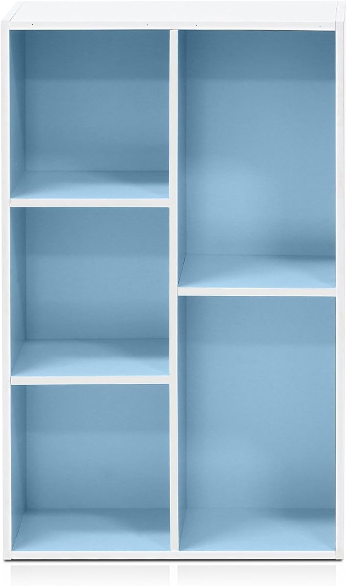Furinno 5-Cube Reversible Open Shelf, White/Light Blue 11069WH/LBL-NeatNest