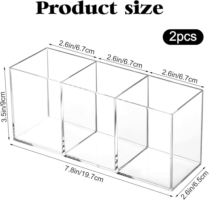 2 Pack Acrylic Cutlery Storage Organizer, Clear Silverware Holder Plastic Utensil Caddy, Cooking Flatware Dispenser with 3 Sections for Kitchen Countertop Cabinet Forks Knives Spoons Organization