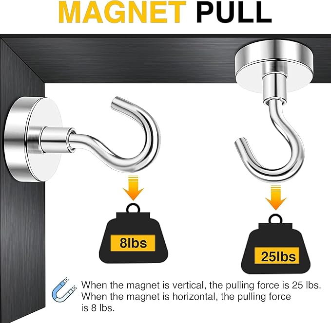 DIYMAG Neodymium 100 Pack Magnetic Hooks, Facilitate Hook for Cruise, Home, Kitchen, Workplace, Office and Garage-NeatNest