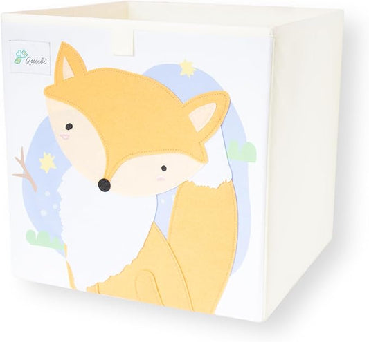 Fox Storage Cube- Organizer for Nursery, Playroom, Bedroom, Closet. Foldable Box 13x13x13 inches. Children's Toy Box, Diaper Caddy, Clothing Basket, Book Bin, Baby Essentials & Kids Gift-NeatNest