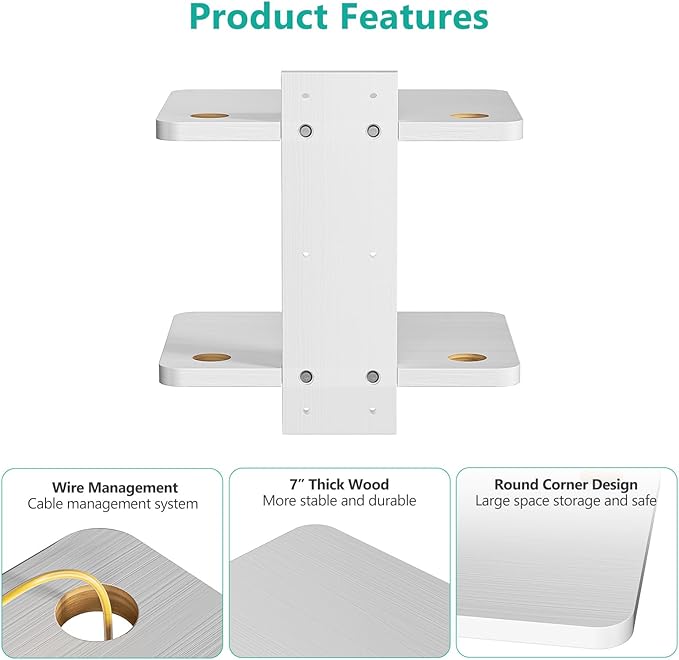 WALI Floating TV Shelf, Holds Up to 22lbs, Wooden Wall Mounted Shelves for DVD Players, Cable Boxes, Routers, Game Consoles, Living Room Decor Accessories (CS202NW), 2 Shelf, White