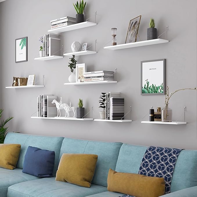 40cm *20cm, White Wood Floating Shelves, Deco Shelf for Bedroom, Bathroom Storage Shelves, Book Shelves for Living Room, Shelves for Wall Storage, Set of 3-NeatNest