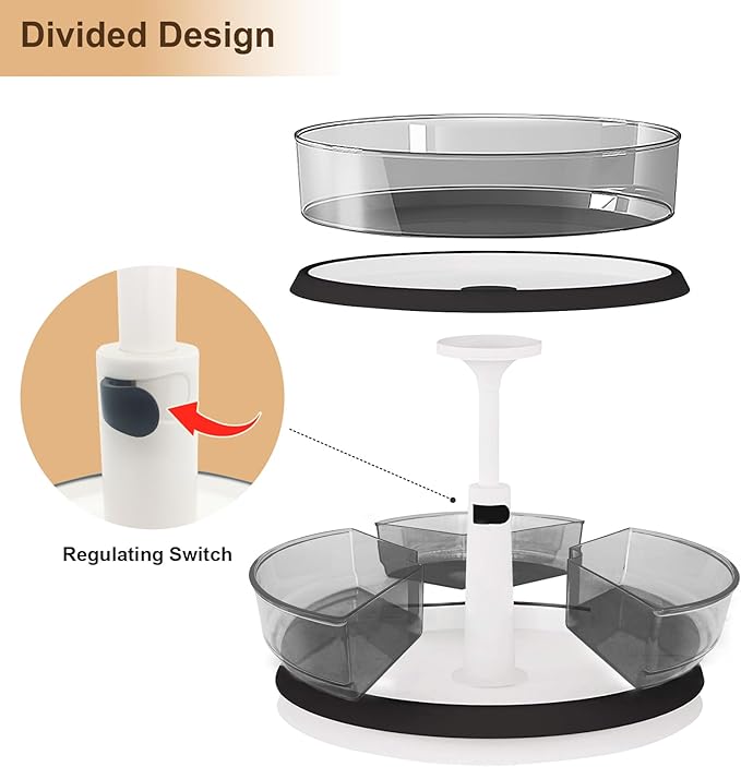 2 Tier Lazy Susan Turntable Organizer for Medicine Cabinet Bottle Pantry Countertop with Clear Large Spice Rack 11 Inch Grey-NeatNest