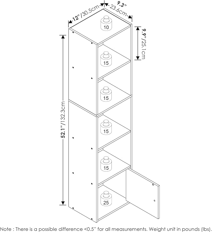 Furinno Luder Shelf Bookcase with 1 Door Storage Cabinet, French Oak-NeatNest
