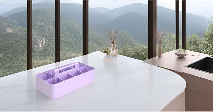 8 Compartments DIY Dividers,Large caddy, Multi Purpose, Simple, Portable, Stackable, Modern Solution for School, office, Desktop -MADE IN USA (Lavender)-NeatNest