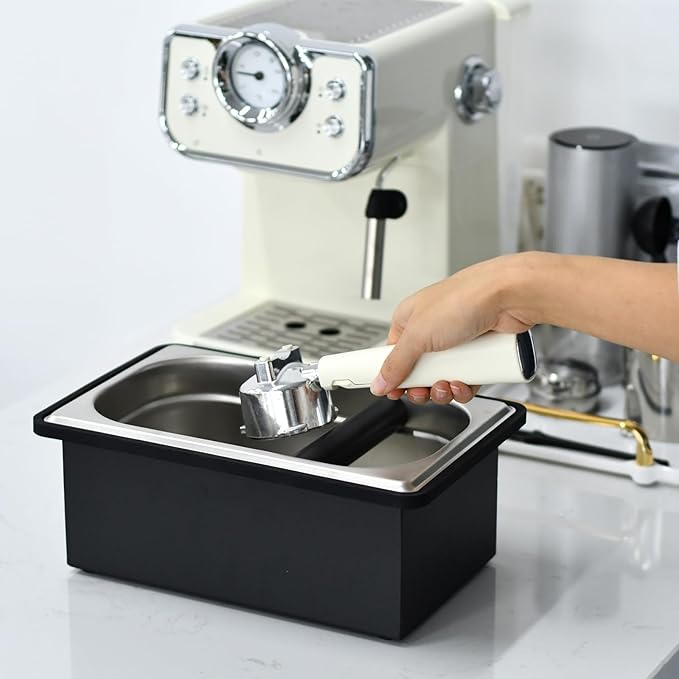 Espresso Knock Box, Stainless Steel Coffee Knock Box Large Capacity Coffee Pucks Container Espresso Machine Tool for Coffee Ground-NeatNest
