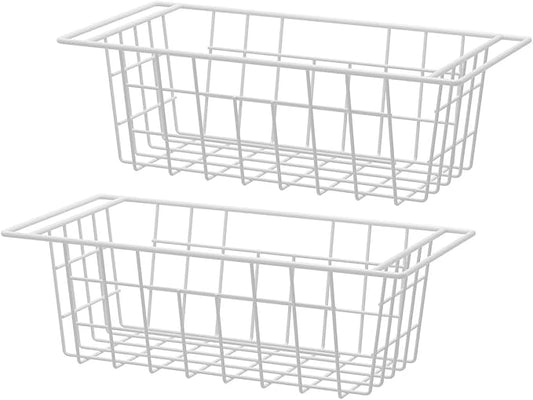 Chest Freezer Organizer Bins, Deep Freezer Basket Storage Rack Bins Wire Metal Baskets with Hanging Handles 17.5" 2Packs