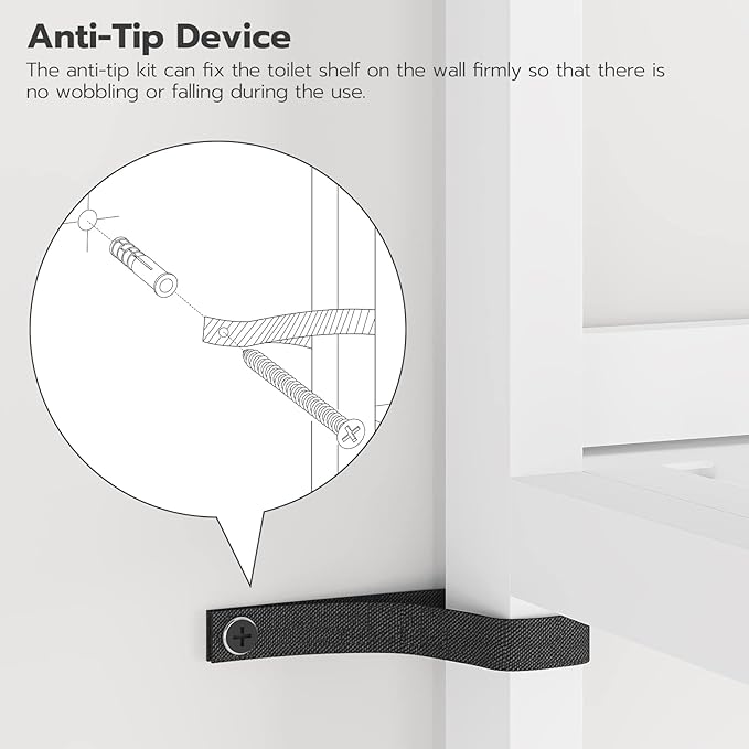 HOOBRO Over The Toilet Storage Shelf, 4 Tier Over Toilet Bathroom Organizer, 23.6" L x 9.4" W x 65.7" H, Space-Saving, Stable, Easy Assembly, for Bathroom, Laundry, Restroom, White WT04TS01G1