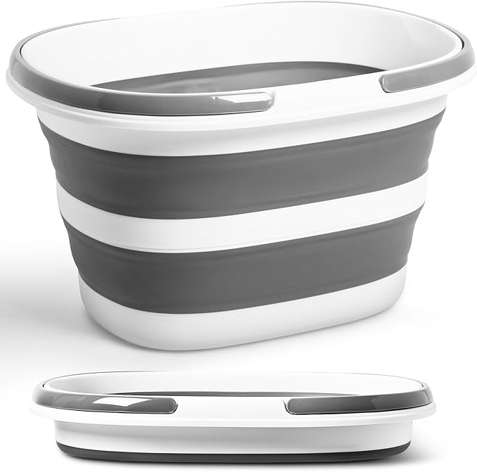 Collapsible Bucket 16L with Handles, Cleaning Mop Bucket Space Saving Foldable Silicone Tub for Laundry Storage Camping, Portable Wash Basin for Home & Car, 4.2 Gallon Compact Utility Plastic Bucket-NeatNest