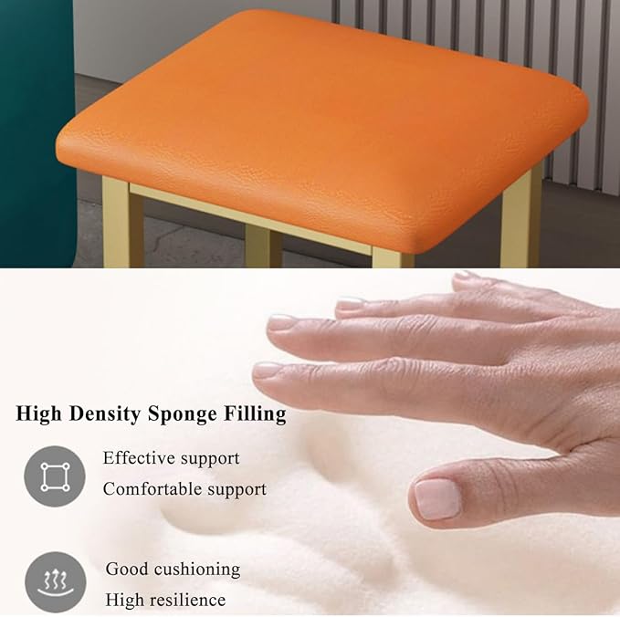 Square Ottoman Bench 5 in 1 Nesting Ottoman Pouf Cube Chair Small Poufs Foot Stool Coffee Table Stackable Sofa Stool Movable Footstool Dressing Chair for Office, Kitchen, Dining Room