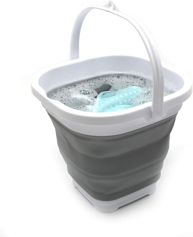 SAMMART 2.6L (0.68 Gallon) Super Mini Sqare Collapsible Plastic Bucket - Foldable Square Tub - Portable Fishing Water Pail - Space Saving Outdoor Waterpot (1, Grey)-NeatNest