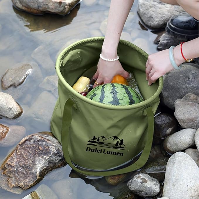 Multifunctional Collapsible Water Bucket: Portable Water Container for Camping - Wash Basin with Handles & Reinforced Sides for Outdoor Travel Fishing Hiking Car Washing - 2.6 Gallon (10L)