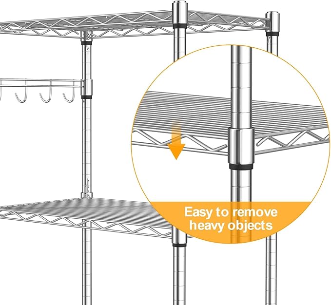 Homdox 5 Tier Steel Wire Shelving Unit on Wheels,Chrome Shelves for Garage Kitchen Living Room,Heavy Duty Shelving Rack, 23.2 x 13.8 x 72 inch (L x W x H)-NeatNest