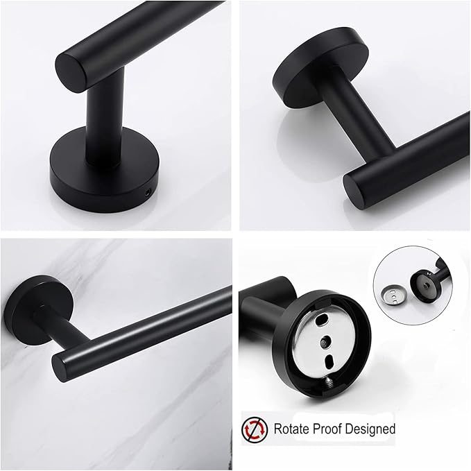 16 Inch Towel Bar for Bathroom 9/12/16/24/28/33 Inch Kitchen Hand Towel Holder Matted Black SUS304 Stainless Steel RUSTPROOF Wall Mount Towel Rod (1, Matted Black, 16 Inch)