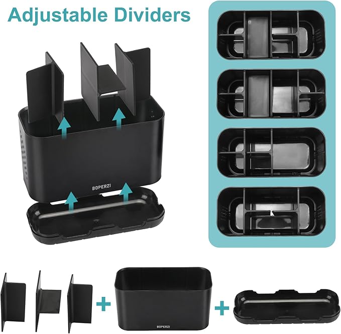 Boperzi Toothbrush Holders for Bathrooms Organizers and Storage, Large Tooth Brush Holders with Drainage, Anti-Slip Electric Toothbrush and Toothpaste Holders Caddy for Shower Kids Family, Black-NeatNest