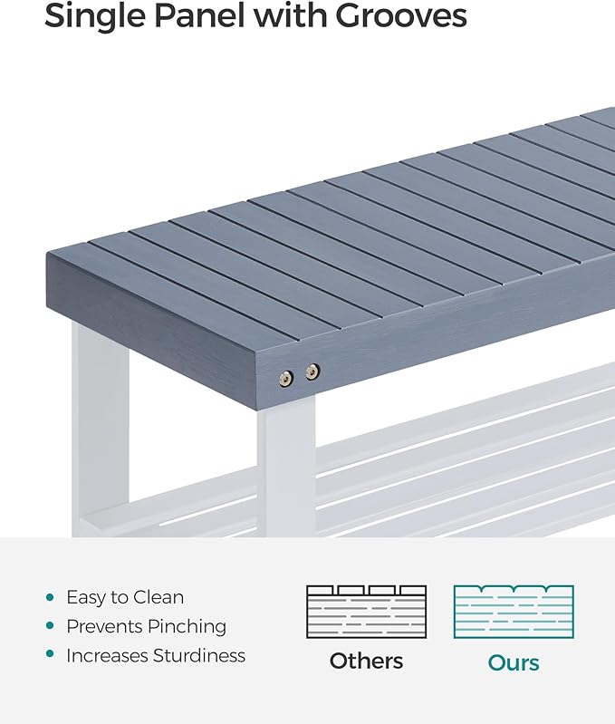 SONGMICS Shoe Rack Bench, 3-Tier Bamboo Shoe Storage Organizer, Entryway Bench, Holds Up to 286 lb, 11.3 x 27.6 x 17.8 Inches, for Entryway Bathroom Bedroom, Grey ULBS04GY-NeatNest