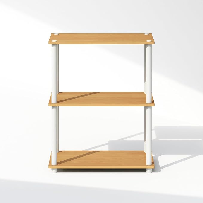 Furinno Turn-N-Tube 3-Tier Multipurpose Compact Bookcase, Beech-NeatNest