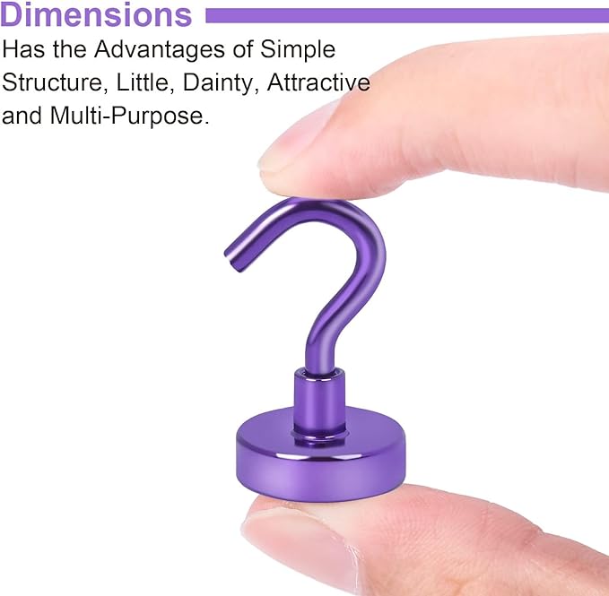 DIYMAG Magnetic Hooks, 30Lbs Strong Heavy Duty Cruise Magnet S-Hooks for Classroom, Fridge, Hanging, Cabins, Grill, Kitchen, Garage, Workplace and Office etc, (10 Pack-Purple)-NeatNest
