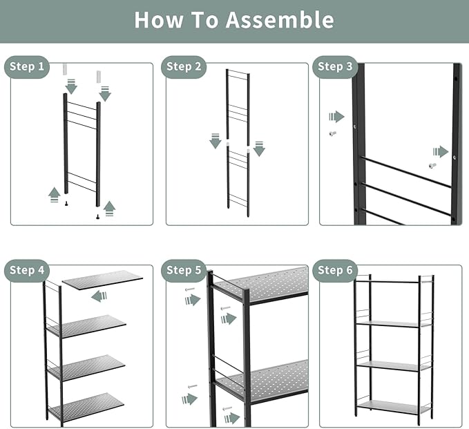 JAQ Storage Shelves with Adjustable Height, 4-Tier Metal Storage Shelving Rack Organizer for Pantry Kitchen Warehouse Basement 45.27" H X 23.62" W X 9.84" D,Up to 800LBS (4-Tier, Black)