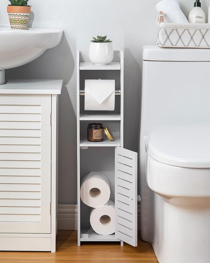 AOJEZOR Toilet Paper Holder Stand: Small Bathroom Storage Cabinet for Small Spaces-NeatNest