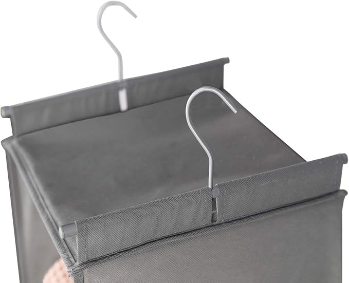 MAX Houser 5 Shelf Hanging Closet Organizer,Space Saver, Closet Hanging Shelves with (4) Side Pockets,Foldable,Light Grey-NeatNest