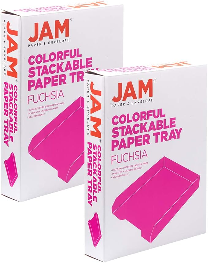 JAM PAPER Stackable Paper Trays - Pink - Desktop Document, Letter, & File Organizer Tray - 2/Pack-NeatNest