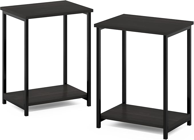 Furinno Simplistic Metal Frame End Table, 2-Pack, Espresso-NeatNest