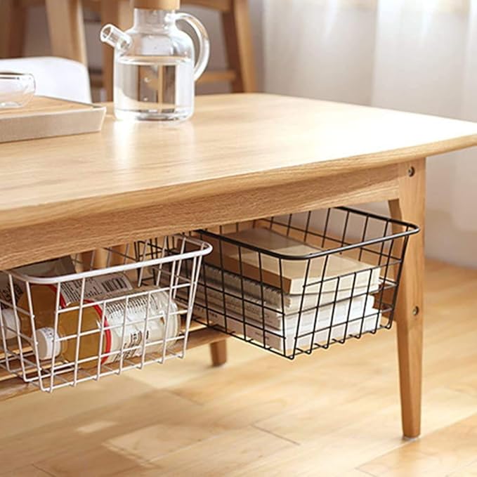 iPEGTOP Wire Storage Freezer Baskets, Set of 6 Large 15.4" Farmhouse Organizer Storage Bins Fridge Basket Rack with Handles for Kitchen Cabinets, Pantry, Office, Bathroom Organization - White