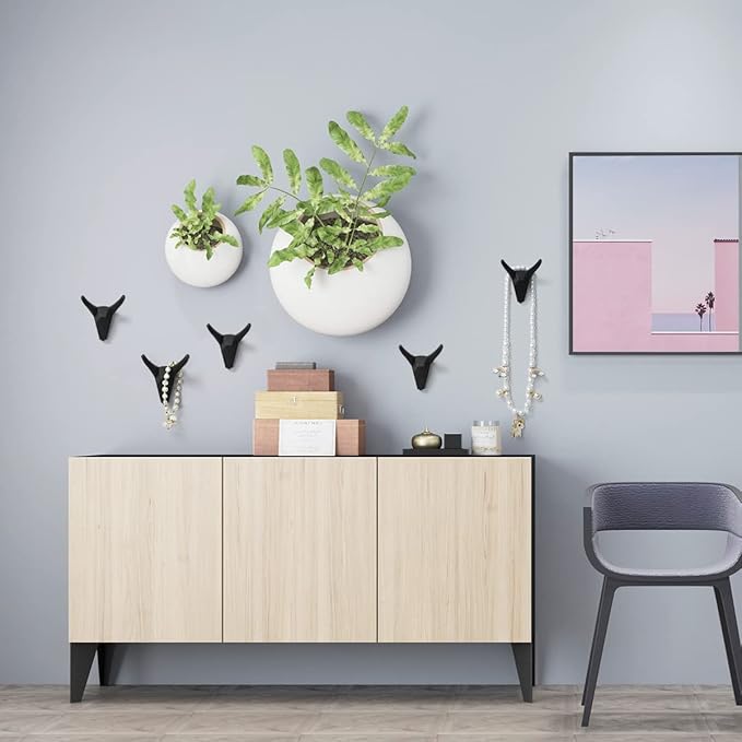 Coat Hooks Hat Hooks Wall Mounted for Hanging Clothes, Heavy Duty Modern Towel Rack Black, 5 Pack-NeatNest