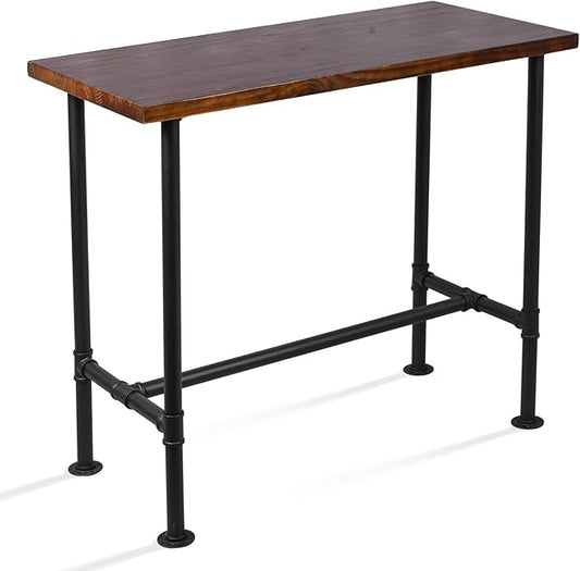 Diwhy DIY Industrial Design Pipe Dining Table Casual Pub BAR Laptop Table Modern Studio Wood and Metal Rectangular Dining Table homeoffice Desk Breakfast high bar Table Brown Desktop 47.3" × 23.6"-NeatNest
