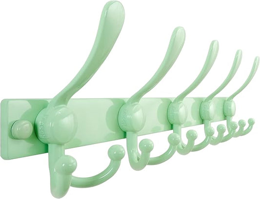 Dseap Coat Rack Wall Mount 2.0 Pro: Heavy Duty 300% Thicker, 16" Stud Mount, Stainless Steel Wall Coat Hooks Hanger for Clothes Jackets Hats Entryway Closet, MaxStrong Series, Green