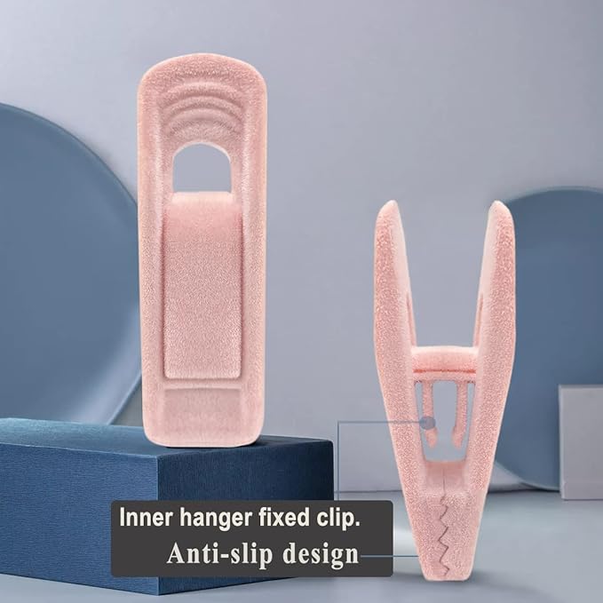 Light Pink Velvet Hangers (80-Pack), Non-Slip Strong Hanger Clips for Velvet Skirts & Pants-NeatNest