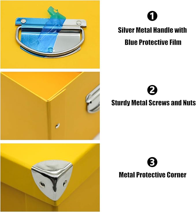 GUOZI Collapsible Storage Box, Decorative Memory Box with Lid & Metal Reinforced Corners, Cardboard File Bin with Handles, Organizer Gift Box for Keepsake Toy Photos Office Nursery Wardrobe Bookshelf-NeatNest