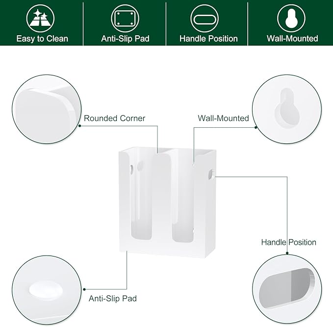 Disposable Coffee Cup Dispenser with Handles, Countertop or Wall Mount Hot/Cold Drink Cup and Lid Holder - Bathroom/Kitchen/Office Acrylic Cup Lid Storage Organizer (2 Compartments, White)-NeatNest