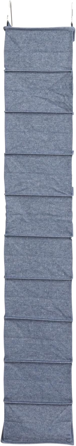 Household Essentials Hanging Narrow Cotton Blend and Plastic Closet Organizer with 10 Storage Shelves, Denim-NeatNest