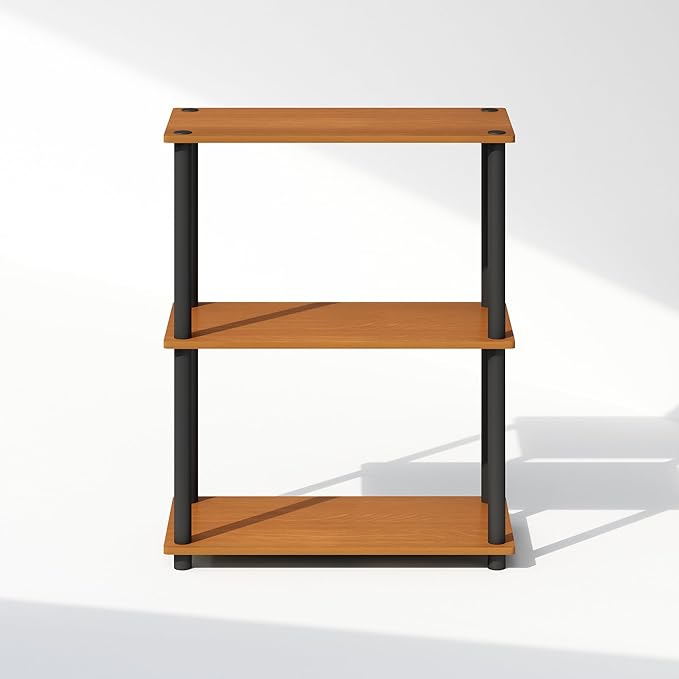 Furinno Turn-N-Tube 3-Tier Multipurpose Compact Bookcase, Light Cherry-NeatNest