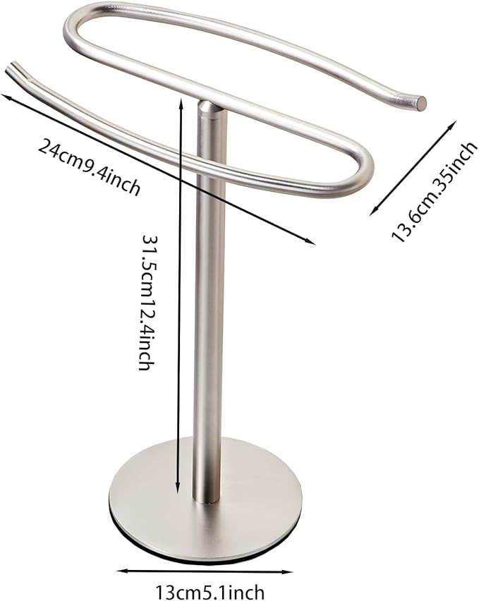 Brushed Nickel Hand Towel Holder Stand, Free-Standing Towel Rack, SUS304 Stainless Steel Towel Bar Rack Stand, Tower Bar for Bathroom Kitchen Vanity Countertop…-NeatNest
