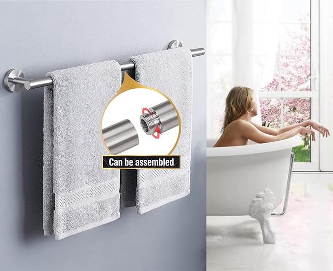 24 Inch Towel Bar for Bathroom 9/12/16/24/28/33 Inch Kitchen Hand Towel Holder Brushed Nickel SUS304 Stainless Steel RUSTPROOF Wall Mount Towel Rod (1, Brushed Nickel, 24 Inch)