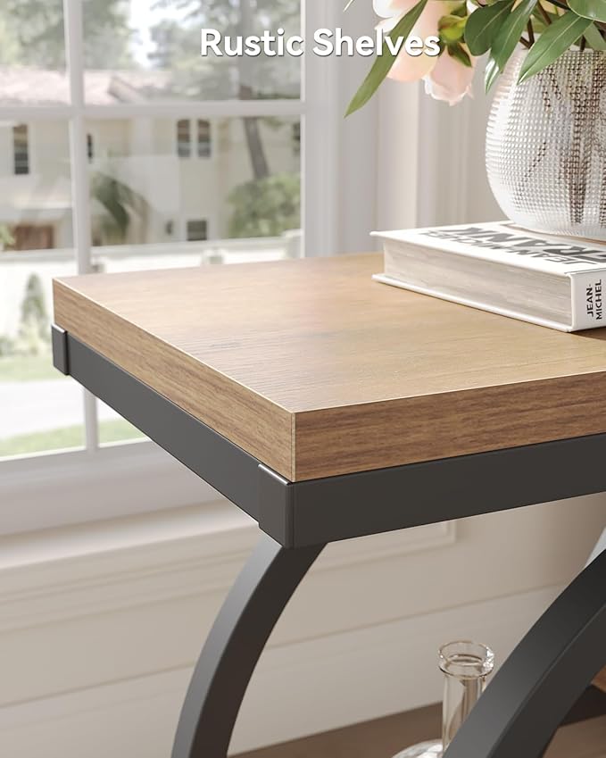 End Table, Narrow Side Table with 4-Tier Large Storage Space, Modern Bedside Table for Living Room, Home Office, Bedroom, Natural-NeatNest