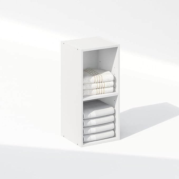 Furinno Reed 2-Tier Multipurpose Clothing & Closet Storage Organizer Shelf, 10-Inch Width, White-NeatNest